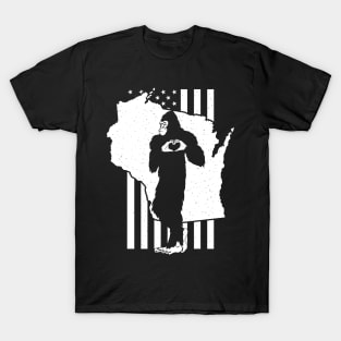 Wisconsin Bigfoot American Flag T-Shirt